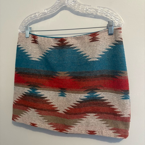 American Eagle Women's 12 Wool-Blend Mini Skirt Western Southwestern Lined Blue - Picture 7 of 16